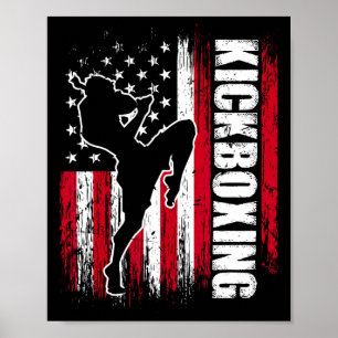 Us-amerikanischer Flagge Kickboxen Fighter Kickbox Poster
