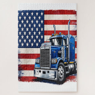 US-amerikanischer Flagge Sattelzugfahrer Puzzle