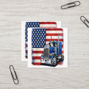 US-amerikanischer Flagge Sattelzugfahrer Quadratische Visitenkarte
