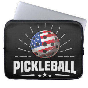 US-amerikanischer Flaggen-Pickleball-Spieler Laptopschutzhülle