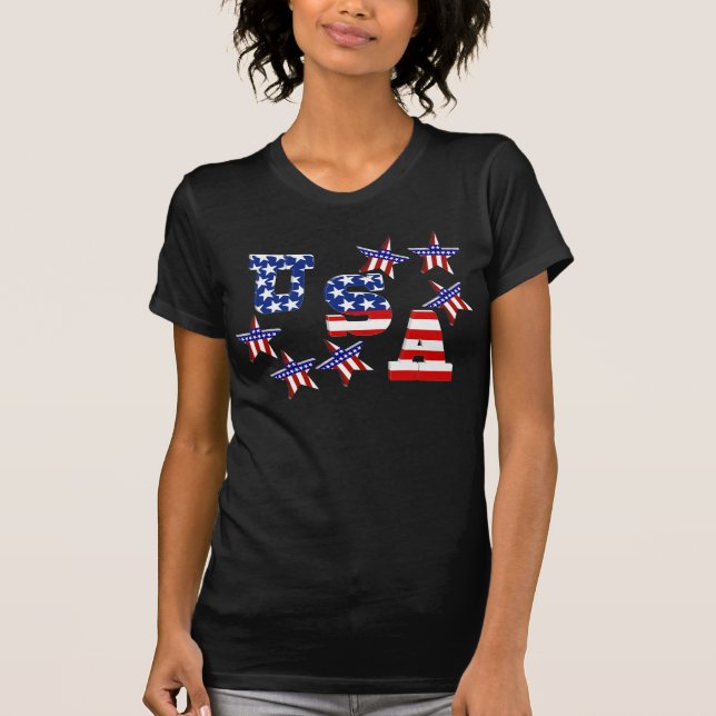 US-amerikanischer Flaggentext mit Sternen und Stre T-Shirt (Vorderseite)