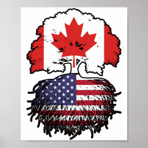 US-amerikanisches kanadisches Tree-Roots-Flag Poster