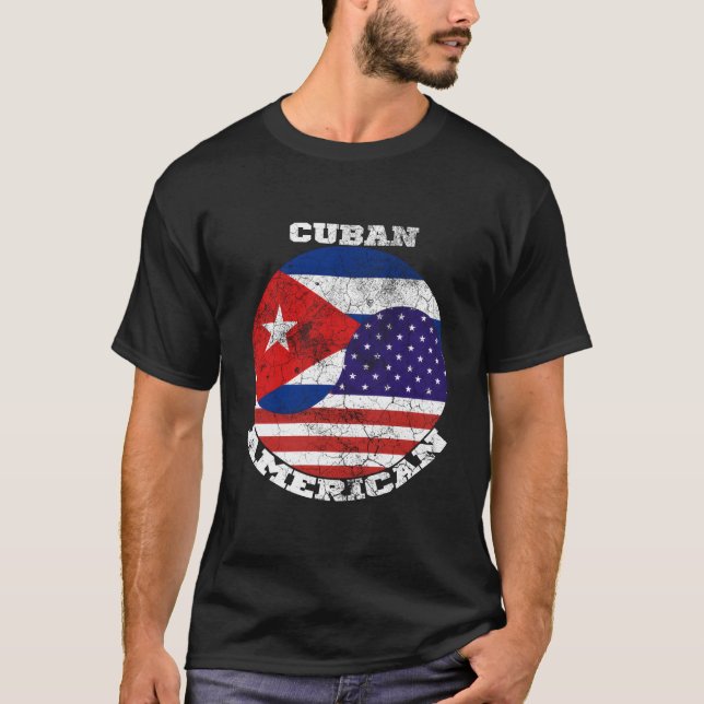Us And Cuba Flag Half Cuban Half American T-Shirt (Vorderseite)