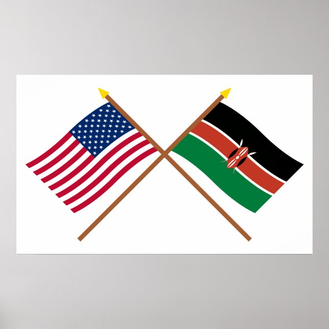 US and Kenya Crossed Flags Poster (Vorne)