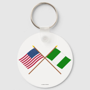 US and Nigeria Crossed Flags Schlüsselanhänger