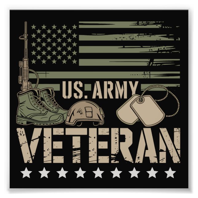 Us Army Veteran U.S. American Flag USA America Fotodruck (Vorne)