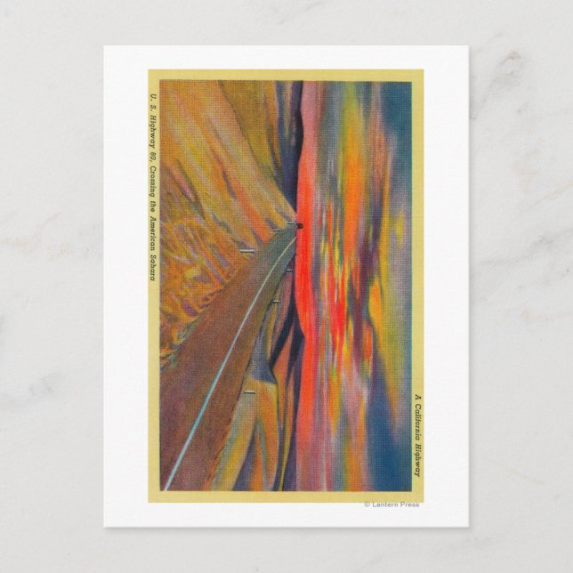 US-Autobahn 80 über die amerikanische SaharaStaat Postkarte (Vorderseite)