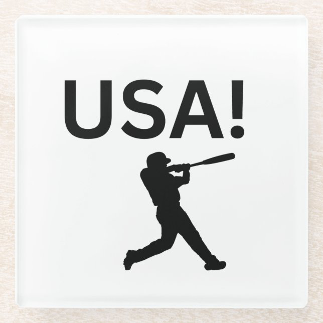 US-Baseballspieler mit Punkt als Kugel Glasuntersetzer (Vorderseite)