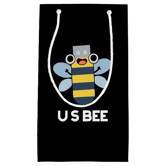 US Bees Funny USB Technical Pun Dark BG Kleine Geschenktüte (Vorderseite)
