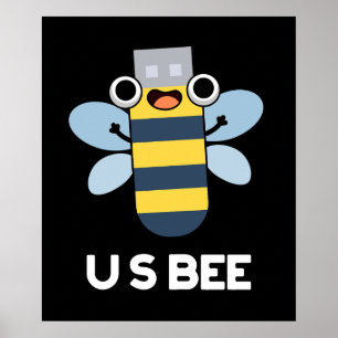 US Bees Funny USB Technical Pun Dark BG Poster