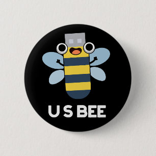 US-Biene lustige USB technische Wortspiel dunkler Button