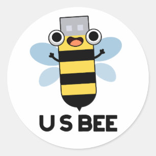 US-Biene-lustiger-USB-technischer-Wortwitz  Runder Aufkleber