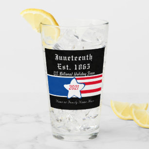 US Black History Red White Blue Glas