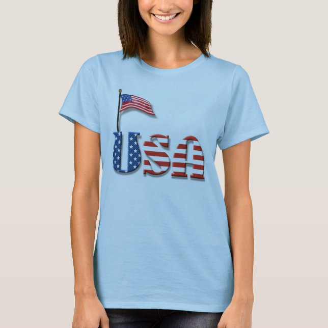 US-Briefe und amerikanische Flagge T-Shirt (Vorderseite)