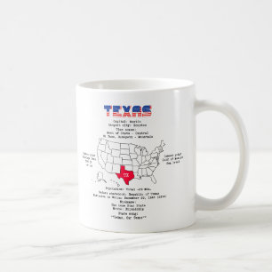 US-Bundesstaat Texas auf einer Karte und nützliche Kaffeetasse