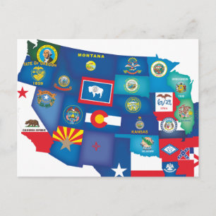 US-Bundesstaaten Postkarte
