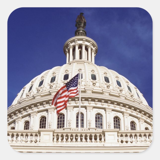 US capitol building, Washington DC Quadratischer Aufkleber (Vorderseite)