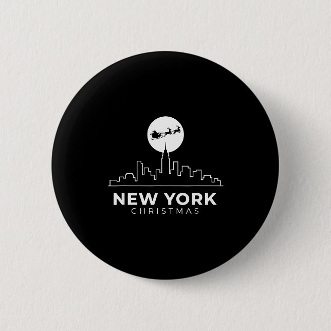 Us Cities New York Christmas Skyline Nyc Holiday S Button (Vorderseite)