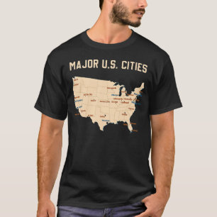 US Cities USA Karte mit Staaten grenzt an T-Shirt