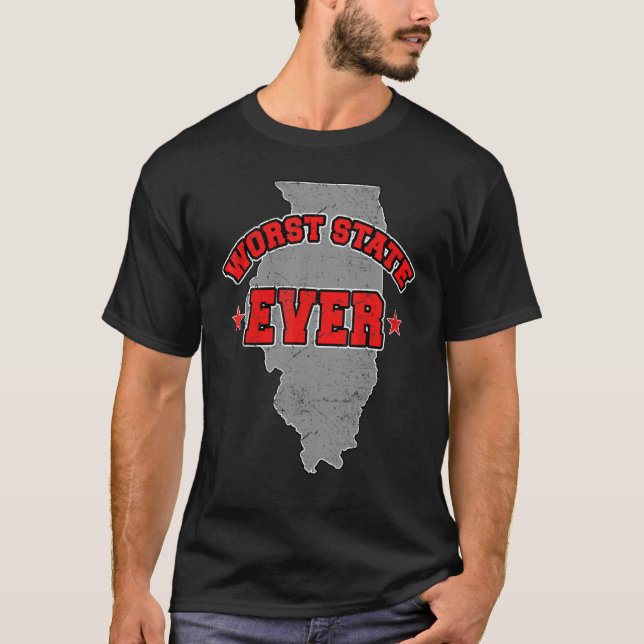 US Citizen Proud America Land Map Worst State Illi T-Shirt (Vorderseite)