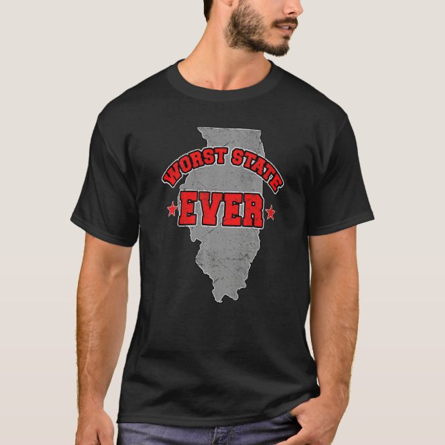 US Citizen Proud America Land Map Worst State Illi T-Shirt (Vorderseite)
