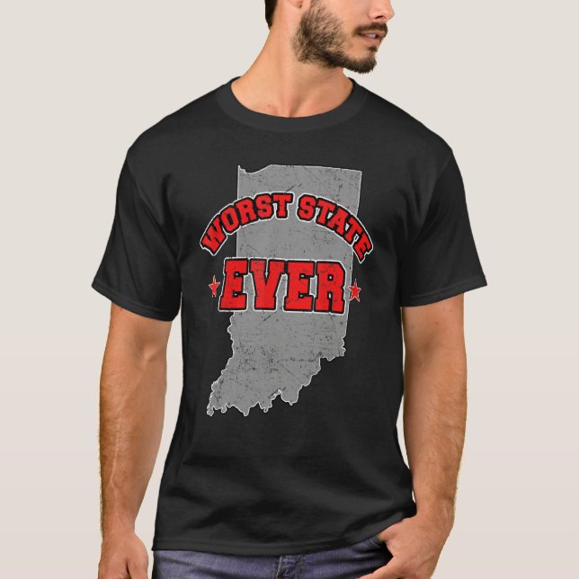 US Citizen Proud America Land Map Worst State Indi T-Shirt (Vorderseite)