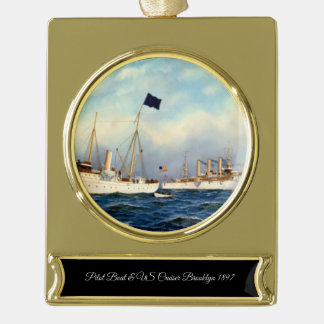 US Cruiser Brooklyn 1897 Banner-Ornament Gold