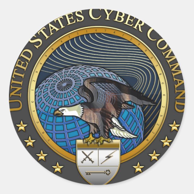 US-Cyberkommando Runder Aufkleber (Vorderseite)