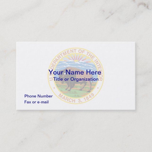 US Department of Interior Business Card Visitenkarte (Vorderseite)