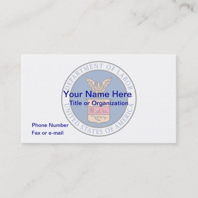 US Department of Labour Business Card Visitenkarte (Vorderseite)