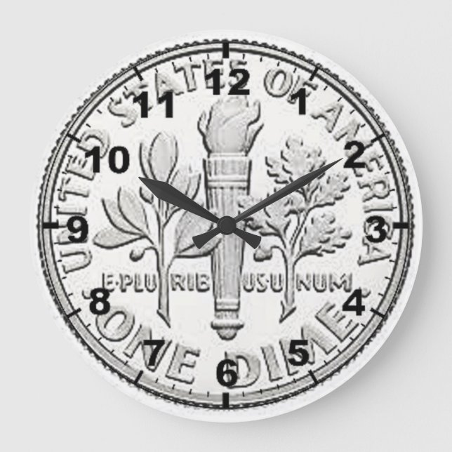 "US Dime"-Wanduhren im Münzdesign Große Wanduhr (Vorderseite)
