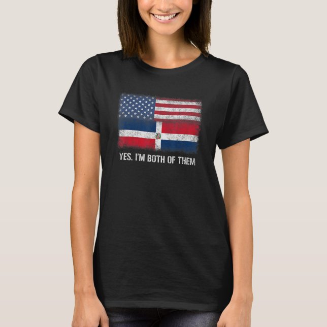 US Dominikanische Republik Doppelbürger T-Shirt (Vorderseite)