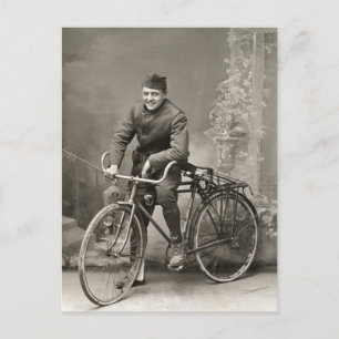 US-Doughboy des Ersten Weltkriegs mit seinem Fahrr Postkarte
