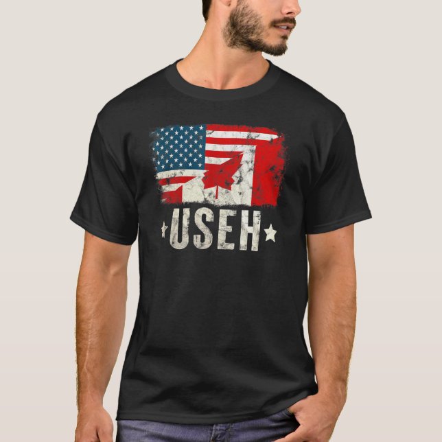 US Eh American Canadian Flag Vintag T-Shirt (Vorderseite)