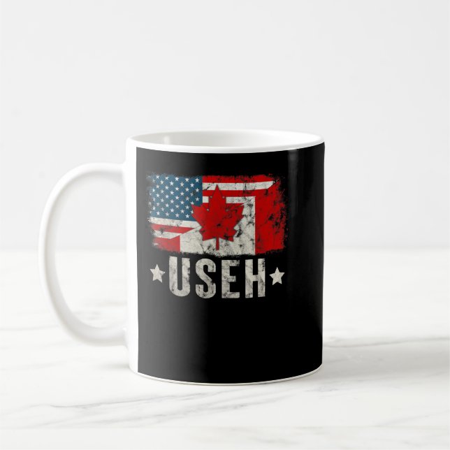 US Eh American Canadian Flag Vintager kanadischer  Kaffeetasse (Links)