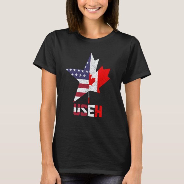 US Eh Canada Canadian American Flag Pride Patrioti T-Shirt (Vorderseite)