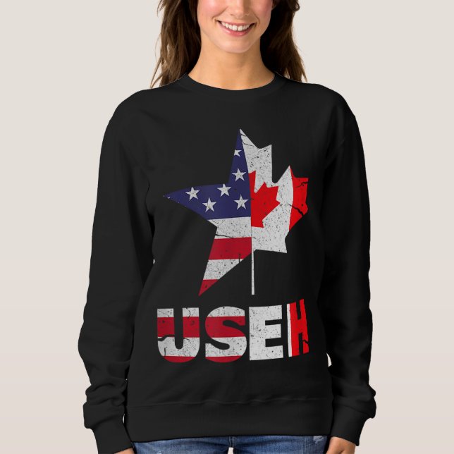 US EH Funny Canada American Flag Sweatshirt (Vorderseite)