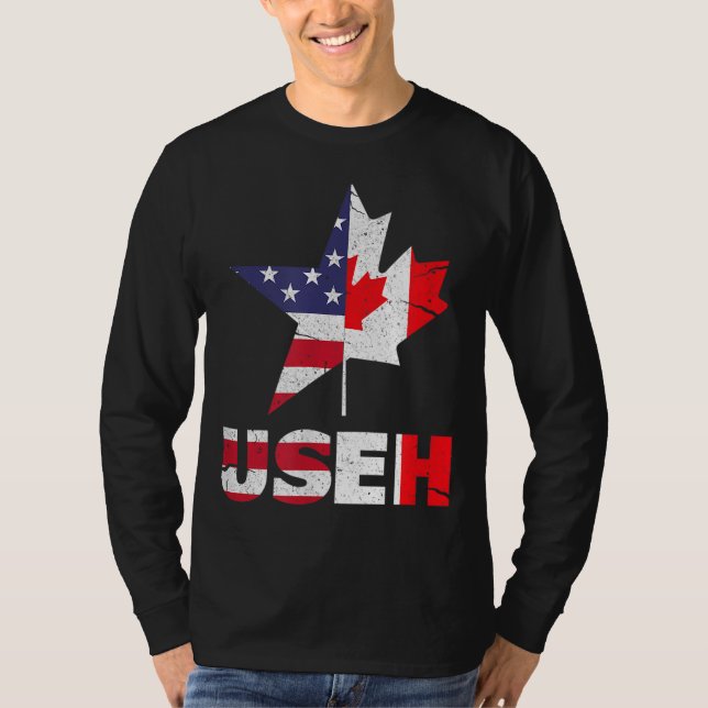 US EH Funny Canada American Flag T-Shirt (Vorderseite)