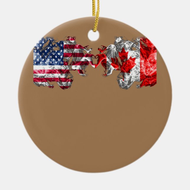 US EH Leaf Canadian American Flag Kanada USA Keramik Ornament (Vorne)