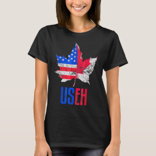 Us Eh Leaf Kanadische Amerikanische Flagge Kanada  T-Shirt