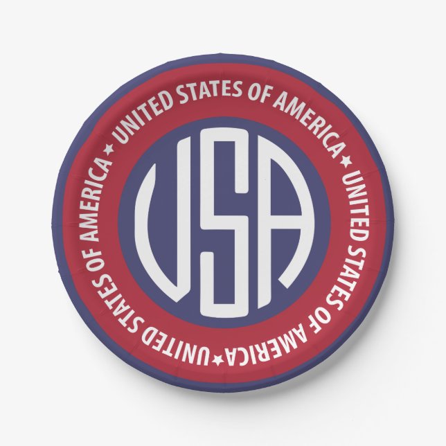 US-Emblem Pappteller (Vorderseite)