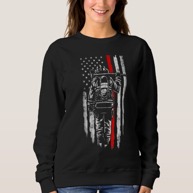 US Firefighter American flag for Fireman Dad Fathe Sweatshirt (Vorderseite)
