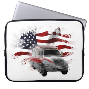 US Flag Ambulance Handy Fall EMT Paramedic Laptopschutzhülle