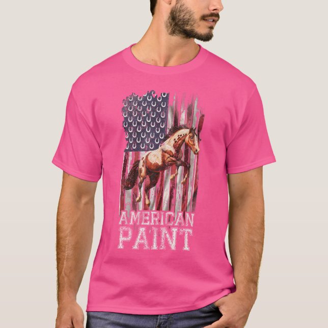 Us Flag American Paint Horse Lover Horseback Ridin T-Shirt (Vorderseite)