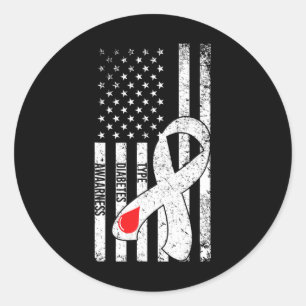US Flag Band Typ 1 Diabetes Bewusstsein Diabetiker Runder Aufkleber