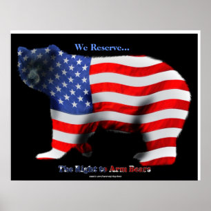 US FLAG & BEAR Funny Anti-Hunting Patriotic Poster