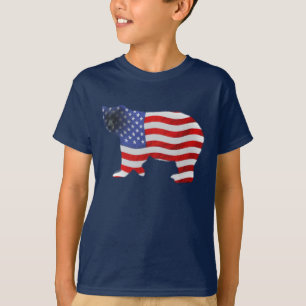 US FLAG & BEAR Kids Shirt im US-Stil