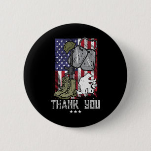 US Flag Boots Gun Helmet Tag Soldier Danke Mem Button