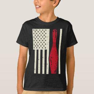 US Flag Bowling Button Vintag Patriotic Bowler Wom T-Shirt