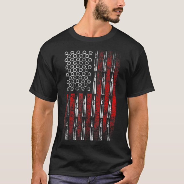 US Flag Bullets Flag American Flag Gun Rights T-Shirt (Vorderseite)